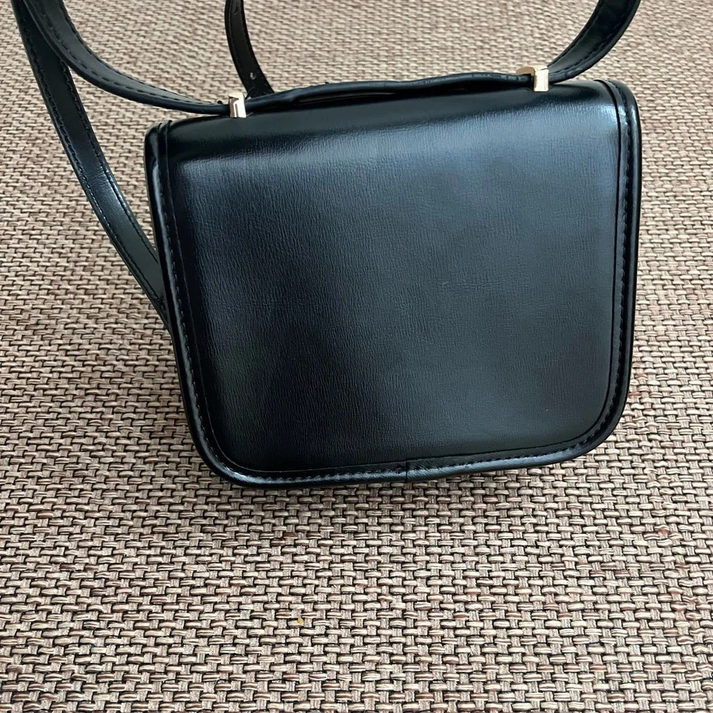 Zara Double Strap Crossbody Bag in black. - Picture 7 of 10